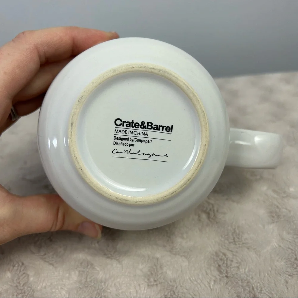 Crate & Barrel Camilla Engdahl Black Dot Coffee Mug Ribbed Circle White